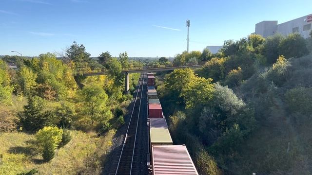CN Train Rumbling By Just North of Toronto. iPhone 14 Pro Max Video. #cnrail #shotoniphone14promax