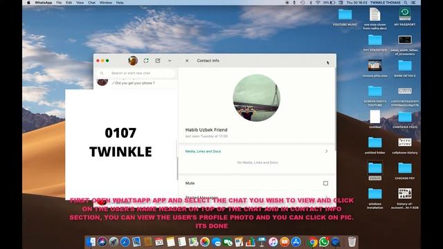 HOW TO VIEW USER'S PROFILE PHOTO IN WHATSAPP (MAC DESKTOP VERSION)