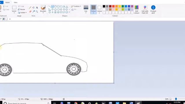 car drawing in windows paint