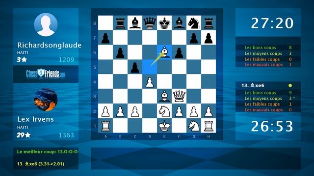 Chess Game Analysis: Lex Irvens - Richardsonglaude : 1-0 (By ChessFriends.com)