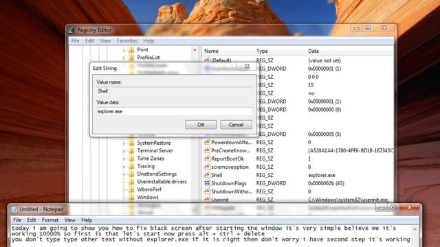 windows 7,8,10 - Black Screen Error Fix