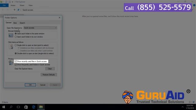 How to Hide Recently used Files in Quick Access on Windows® 10 - GuruAid