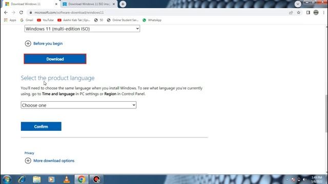 Download Windows 11 ISO file from Microsoft Official Site