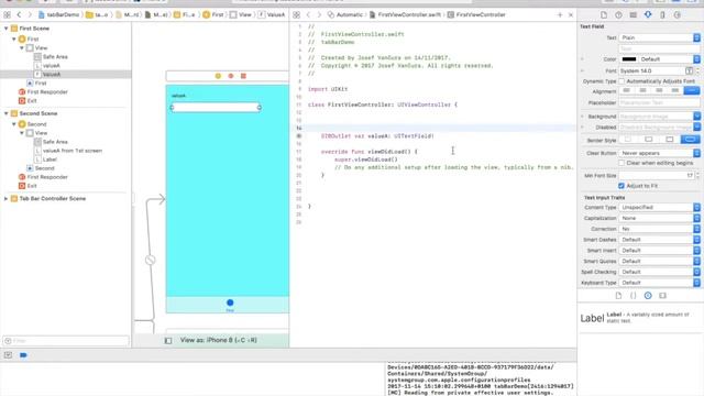 xCode iOS development - TabBar project with variables transfer between ViewControllers