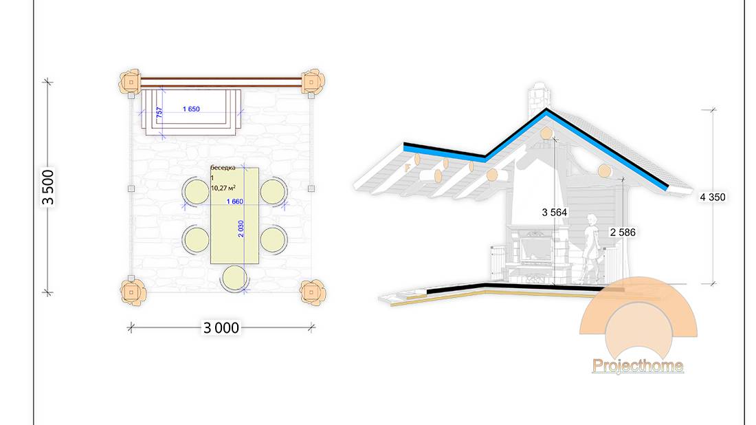 Беседка post and beam