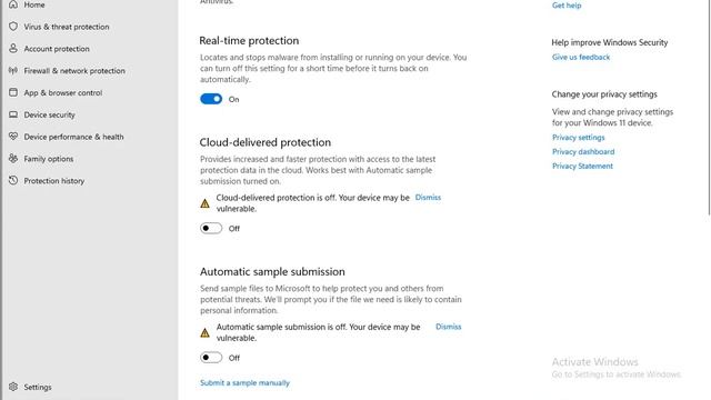 Clear Protection History in Windows 11