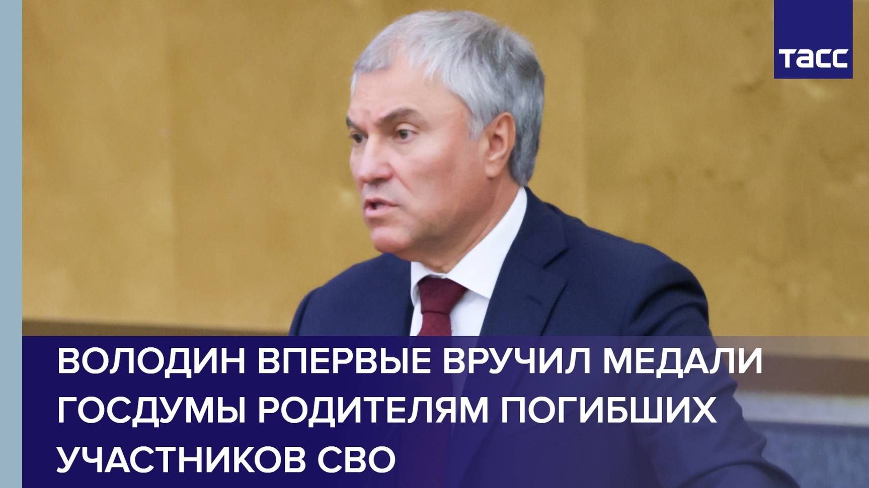 Володин впервые вручил медали Госдумы родителям погибших участников СВО