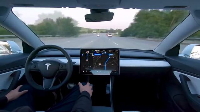 Tesla Model 3 Full Self Driving Realtime, 120FPS Interpolated