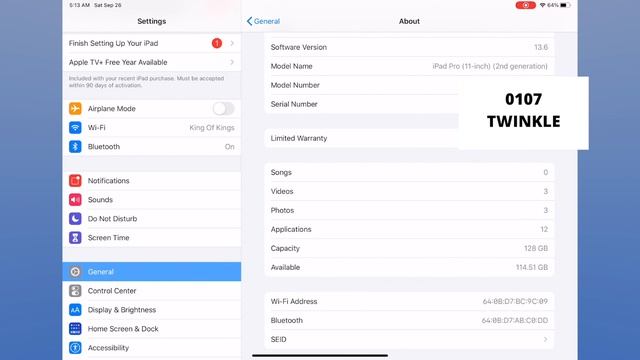 HOW TO FIND SERIAL NUMBER IN IPADOS 13.6 (IPAD)