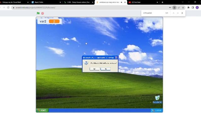 windows xp crazy error on scratch