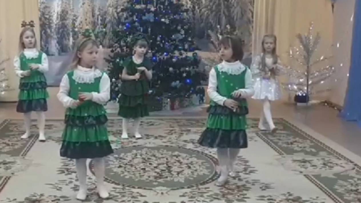 Оркестр Ёлочек в детском саду на новогоднем утреннике. 
Дети 6-7 лет