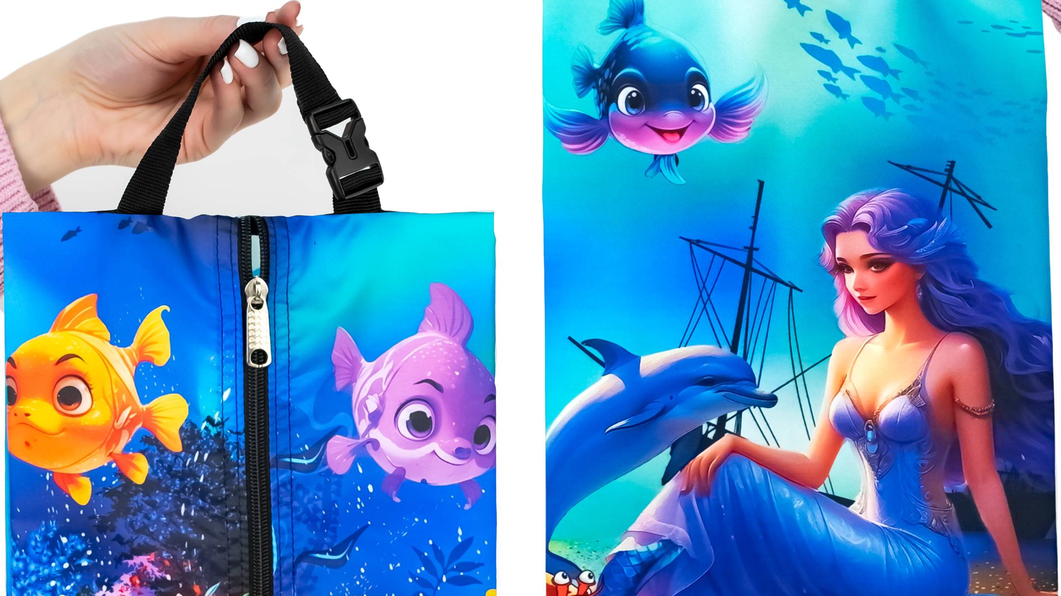 Чехол для обуви непромокаемый в школу с рисунком Русалочки