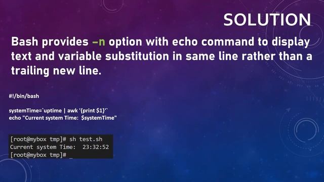 BASH Interview Question #17: How to echo a command output without a trailing newline ?