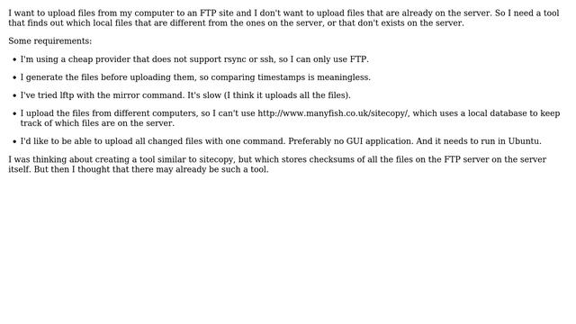 Upload only modified files to FTP server