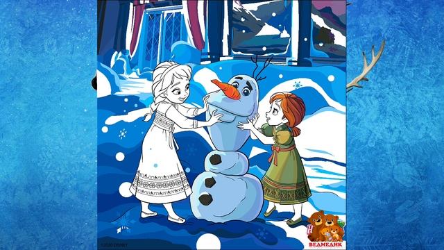 Frozen Anna and Elsa making a snowman Coloring Page - Раскраска Анна и Эльза | Мультик для детей
