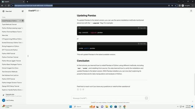 how to install pandas in python