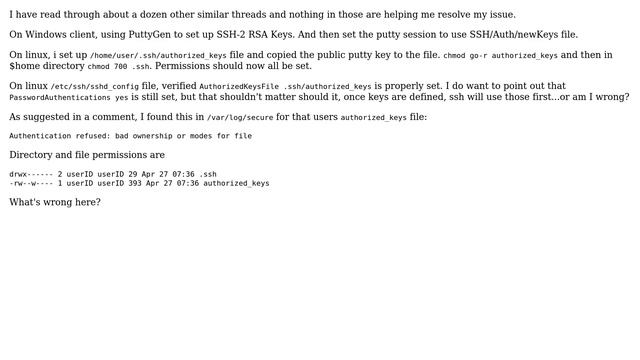 Unix & Linux: SSH keys not working, still asking for user password