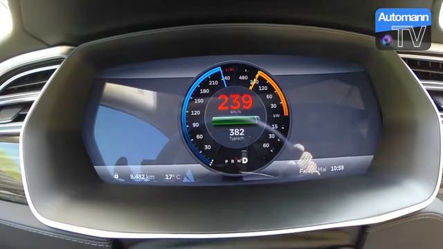 2015 Tesla Model S P85 D 700hp   0 240 km h acceleration 60fps