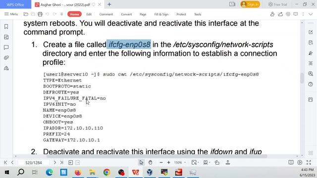Linux Redhat lab:  Configure New Network Connection Manually