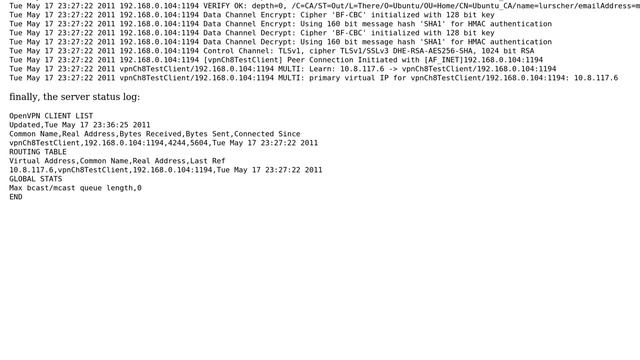 DevOps & SysAdmins: openvpn: after changing to server mode, client does not create TUN device