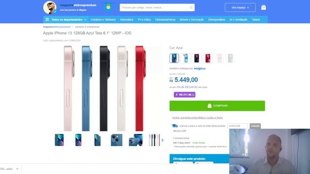 Apple iPhone 13 128GB Azul Tela 6,1” 12MP - iOS - Bom e Mais Barato