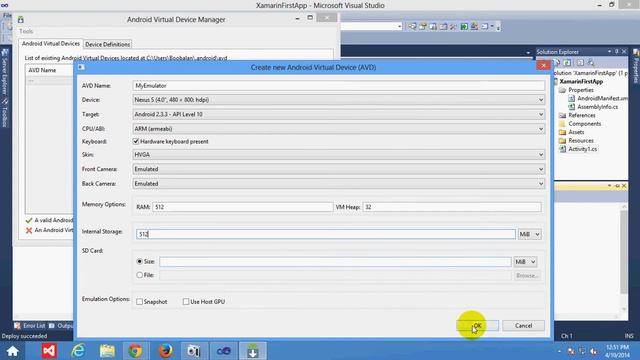 How to run Android Emulator in Visual Studio using Xamarin