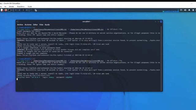Ataque de contraseña FTP con kali Linux
