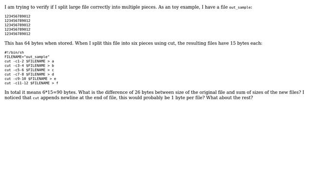 Unix & Linux: File size after cut (2 Solutions!!)