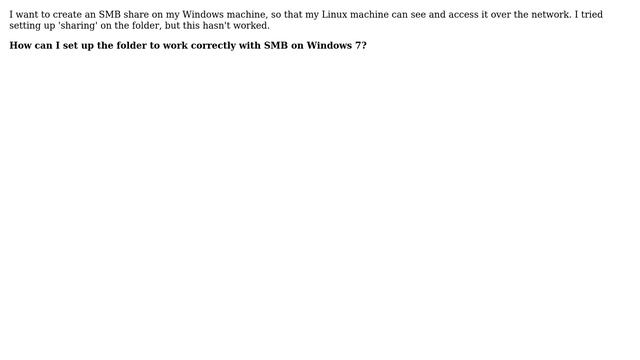 How can I smb share a Windows folder so it is accessible to Linux machines?