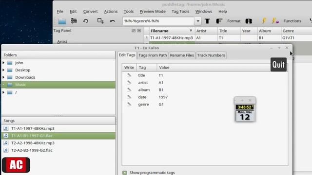 Linux Mint Cinnamon-Review 3 Apps-Batch Convert Filename to Tags (3/3)