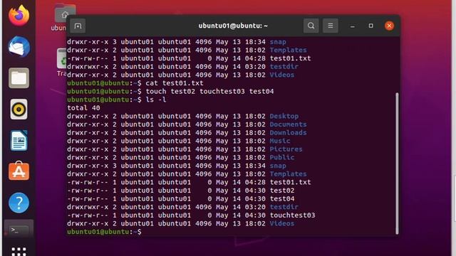 Linux files administration with touch command