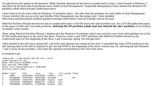 How to interpret this case of probable overlapping partitions (unallocated drive in Gparted)?