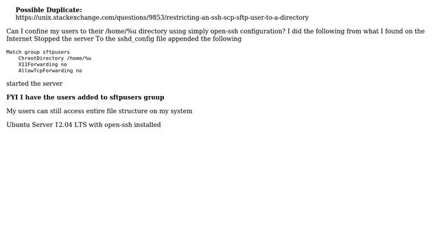 Simple jail for user with open-ssh