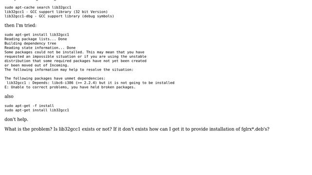 Is lib32gcc1 exists in my system?