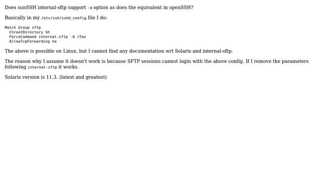 Unix & Linux: Solaris and internal-sftp (2 Solutions!!)
