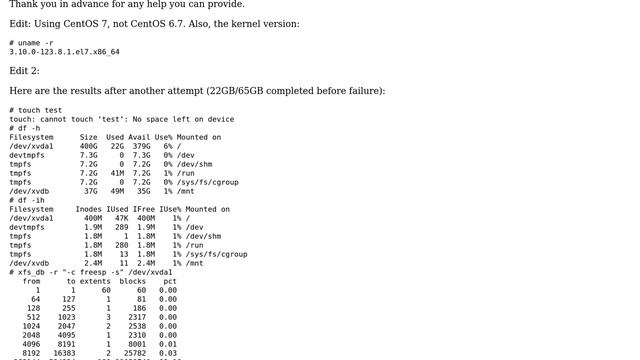 DevOps & SysAdmins: rsync (and scp) failing with no space left on XFS device