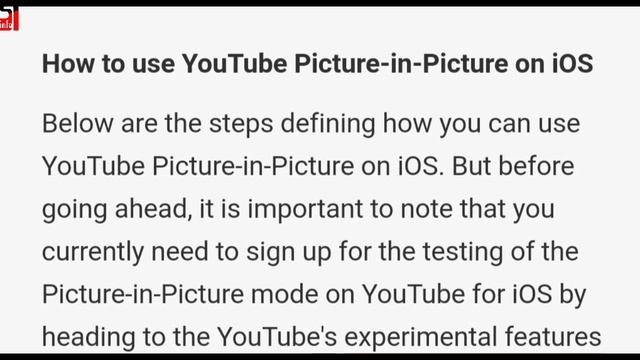 YouTube Start Rolling Out Picture-in-Picture Mode For IOS Users Worldwide. How To Get On Your IPhon
