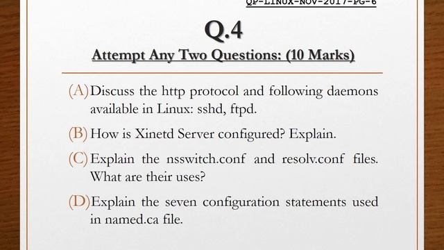 Linux Administration (November – 2017) [75:25 Pattern | Question Paper]