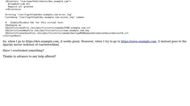 DevOps & SysAdmins: Apache SSL vhost won't use DocumentRoot but rather uses server webroot