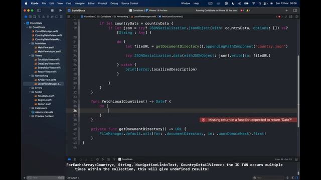 Covid 19 Statistics App, MVVM SwiftUI, iOS 15 Part 12