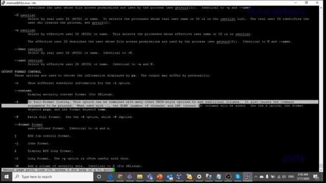 Linux Process Show and man