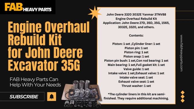 Filter Kit For John Deere Excavator 35G