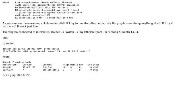 Unix & Linux: ifconfig ethernet (eth0) no data flow