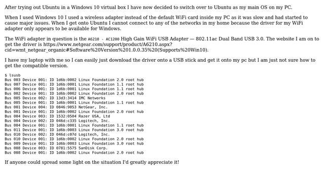 Ubuntu: Wireless Adapter Driver not available for Linux