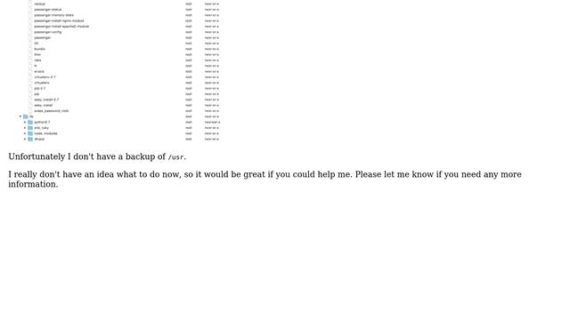 Unix & Linux: Extracted files to /usr, system seems broken now
