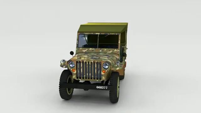 Jeep Willys MB Green W Top Camo rev 3D Model