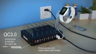 COSOOS Fastest Charging Station with QC 3.0, 6 Cables (3 Type), Apple Watch Stand, UL Certified