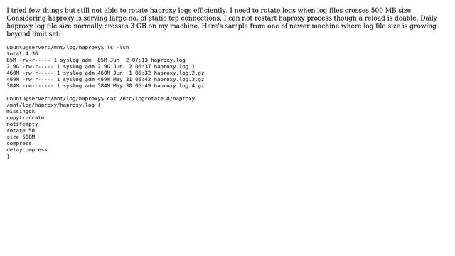 Rotate haproxy logs