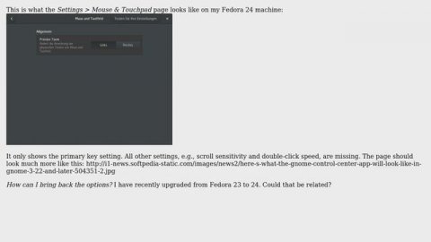 Unix & Linux: Options disappeared from the Mouse & Touchpad settings