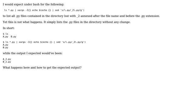 Unix & Linux: Combining xargs, sed and command substitution
